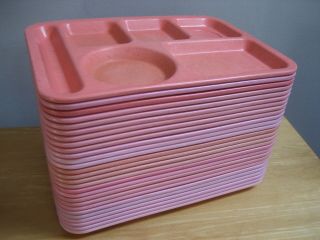 27 Pink Vintage Divided Carlisle 10” X 14” School Lunch Trays 6 Compartments
