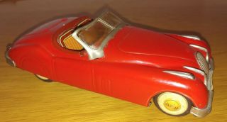 Vintage 1950s Bandai Jaguar Xk 150 Tin Litho Friction Car - Made In Japan