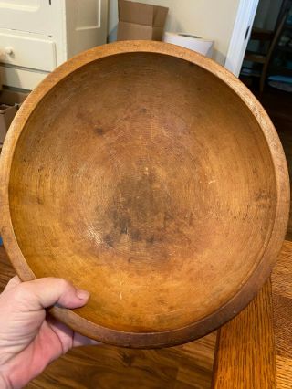 Vintage / Primitive? Wooden Bowl 11 1/4 " Signed On Bottom