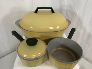 Vintage Yellow Club Cookware Cast Aluminum 12 Piece Set Pots,  Pans,  And Lids