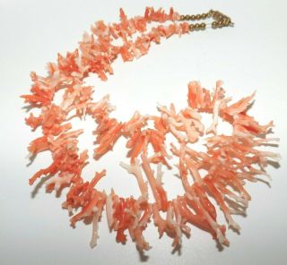 Antique Natural Undyed Angel Skin Coral Branch Necklace 18 " Long