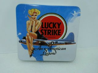 Vintage Lucky Strike Cigarette Metal Litho Tin Box An American Legend Greek Edit