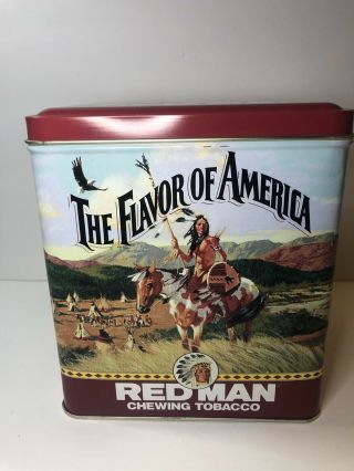 Vintage 1991 Limited Edition Red Man Chewing Tobacco Tin.  Canister Box