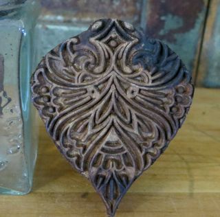 Primitive Carved wood Farmhouse Spooky Wind Face Butter Mold Stamp Press 2