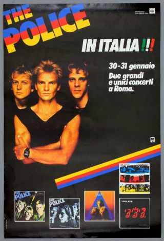 The Police – Rare Vintage Rome 1984 A&m Cbs Promo Concert Poster