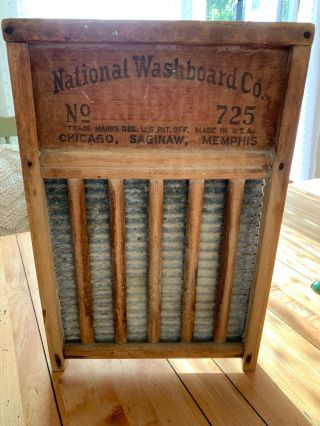 Vintage National Washboard Co.  No.  725.  18.  5 " High.  Wood/metal