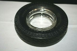 Vtg Kelly Springfield Tire Ashtray Rubber & Glass Armor Trac Ash Tray - Z