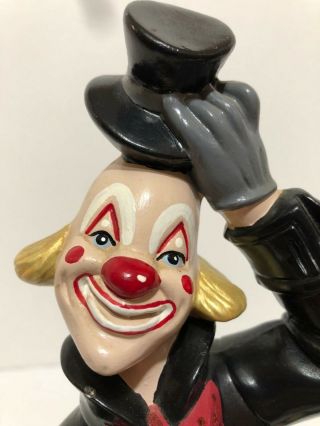 Vintage Atlantic Mold Clown Figurine Hand Painted Ceramic Top Hat And Cane