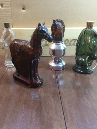 Glass Horse Head Wild Country Avon Perfume Bottles,  Vintage Set Of 4