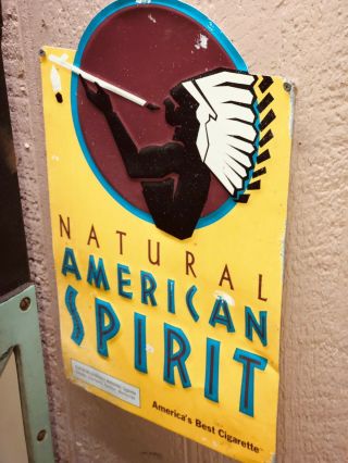 Vintage Metal Sign Natural American Spirit Cigarette Yellow Chief Smoking