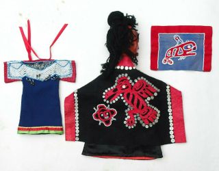Vtg.  Tlingit Northwest Coast Native American Button Blanket Doll & Dress - Co1