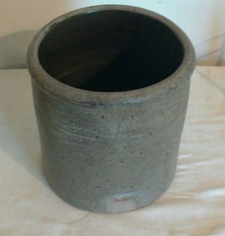 Antique Primitive Stoneware Salt Glazed Hand Thrown 1 Gal Crock Unmarked