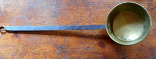 Antique 19th C.  Hand Forged Brass Cast Iron Handle Water Ladle Dipper 22 "