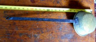 Antique 19Th C.  Hand Forged Brass Cast Iron Handle Water Ladle Dipper 22 