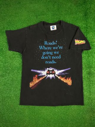 Vintage 90s Universal Studios 1992 Back To The Future Movie Promo Tee Shirt Sz M