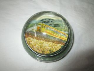 3 " Round Glass Dome Paperweight Incline Railway Lookout Mountain Chattanooga Tn