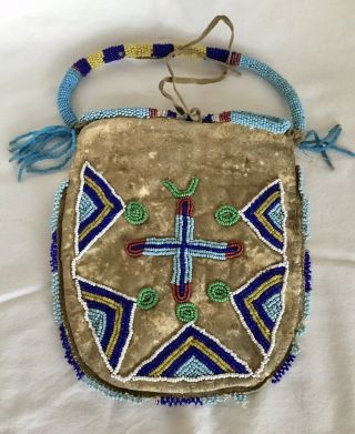 Vintage Native American Medicine Bag Pouch Beaded 2