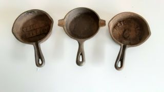 3 Vintage Lodge,  He Po Gas & Cracker Barrel Cast Iron Mini Frying Pan/ash Tray