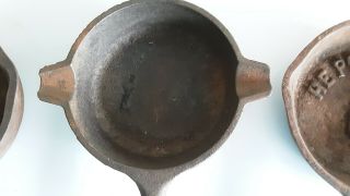 3 Vintage Lodge,  He Po Gas & Cracker Barrel Cast Iron Mini Frying Pan/Ash Tray 3