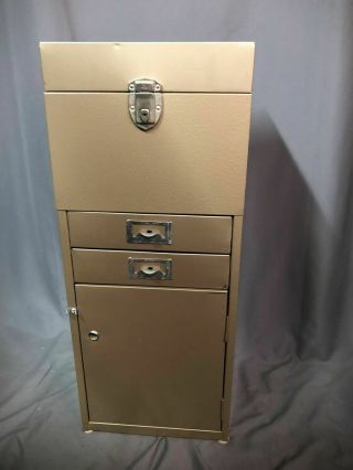Vintage Industrial 1960s Office Metal File Storage Cabinet Card Filing Organizer