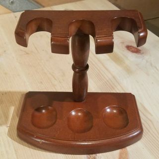 Vintage 3 Pipe Rack Holder Stand Abbey Cigar Products Wood Stand - Swanky Barn