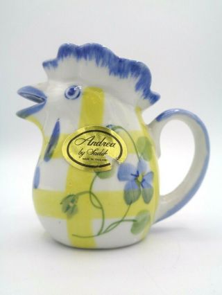 Vintage Andrea By Sadek Chicken Rooster Blue Porcelain Mini Creamer Pitcher 3 " H