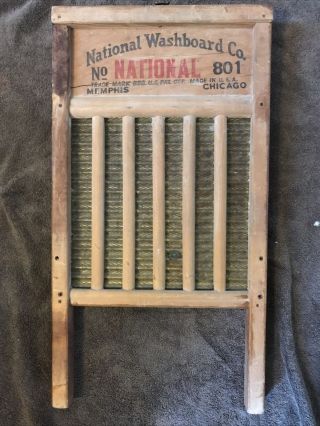 Vintage National Washboard Co.  No.  801 Brass Washboard The Brass King,  Top Notch