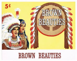 1950 Cigar Box Label Vintage Scarce Native American Indian Headdress A9