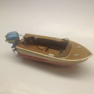 Vintage Lang Craft 10 " Toy Wood Electric Boat With Motor