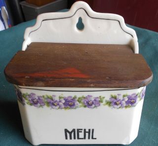 Antique Ceramic Pottery China German Mehl Flour Box Container