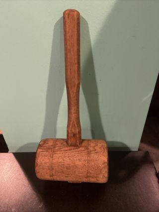 Large Antique Vintage Wooden Mallet / Hammer 13” X 5 1/2 “