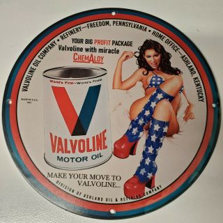 Vintage Porcelain Valvoline Motor Oil Company Refinery Usa Man Cave Garage Sign