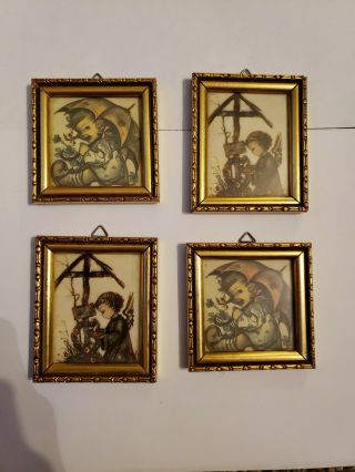 4 Vintage Hummel Made In Germany Vintage Prints Set Of 4.  Framed