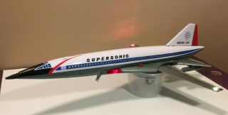 Vintage Yonezawa Boeing 733 Sst 2707 Supersonic Jet Toy Motorized Lights Work