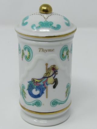 Green Lenox Fine Porcelain 1993 Spice Carousel Thyme Spice Jar