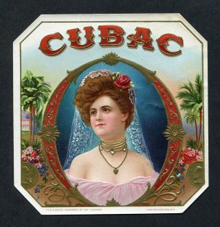 Old Cubac Cigar Label - Joe Charness - Geo.  Schlegel Litho - Scarce