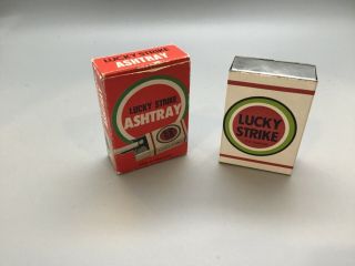 Vintage Metal Lucky Strike Cigarettes Hideaway Ashtray With Box