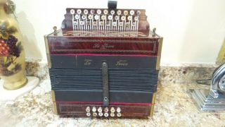 Vintage Latosca 3 Row Button Accordion,  Key Of Gcf,  With Case