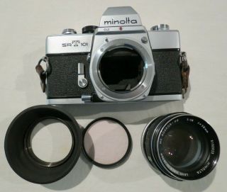 Srt 101 Minolta Mc Rokkor Pf 1.  4 58mm Lens Hood Film 35mm Camera Vintage