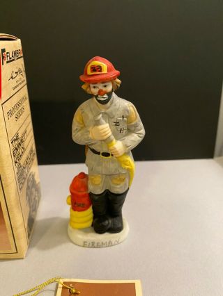 Emmett Kelly Jr Clown Fireman Porcelain Figure Flambro Christmas Ornament W/box 2