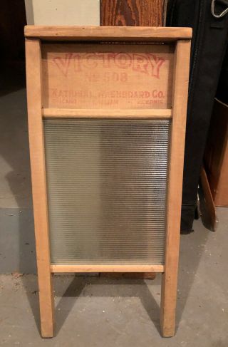Vintage National Washboard Co.  Victory No.  508 Small Washboard With Ribbed Glass