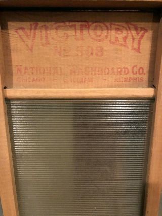 Vintage National Washboard Co.  Victory No.  508 Small Washboard with Ribbed Glass 2