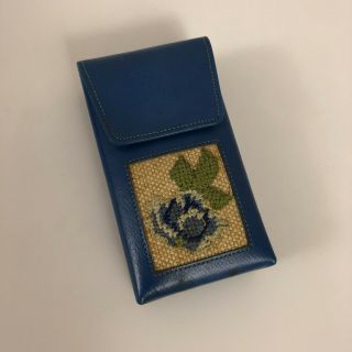 Vintage Princess Gardner Embroidered Rose Cigarette Case Holder Blue