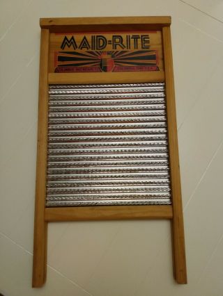 Maid - Rite Standard Family Size Special Metal No.  2072 Handmade Usa Washboard