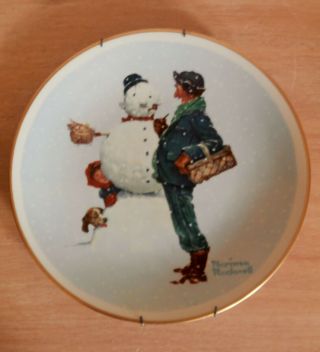 Vintage 1976 Norman Rockwell “gorham” Limited Edition Plate “snow Sculpture”