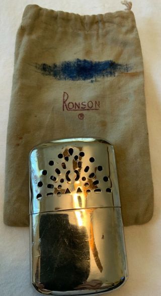 Collectible Vintage Ronson Hand Warmer With Carry Bag