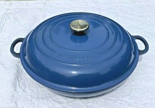 Vintage Le Creuset 30 Blue 3 1/2 Qt Brasier Pan Pot Lid 12 " France