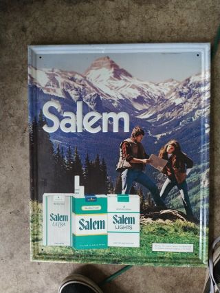 Vintage Salem Cigarette Tobacco Advertising Metal Sign 1990s