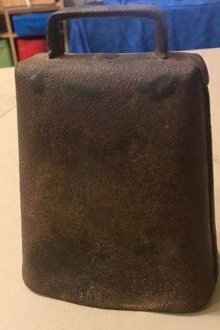 Vintage Antique 6” Rustic Hand Forged Cow Bell W/original Bar & Ball Clanger