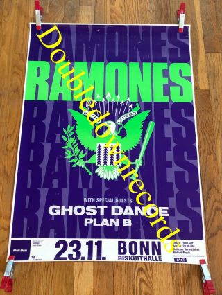 Vtg Ramones Concert Poster Orig Very Rare Punk Rock 1989 Germany The Clash Cbgb